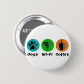 Honden Wi-Fi en koffie Ronde Button 5,7 Cm (Voorkant /achterkant)