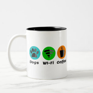 Honden Wi-Fi en koffie Tweekleurige Koffiemok