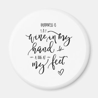 Honden Wijn Liefde Geluk Quote Funky Hand Lettered Magneet