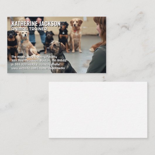Honden worden getraind in faciliteit visitekaartje (Voorkant / Achterkant)