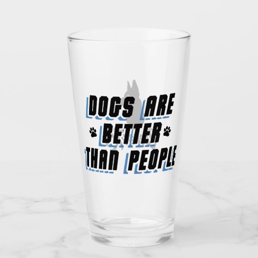 Honden zijn beter (BLK/BLU) Glas (Voorkant)