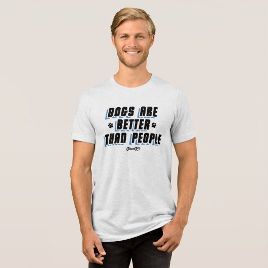 Honden zijn beter (BLK/BLU) Tri-Blend Shirt (Voorkant volledig)