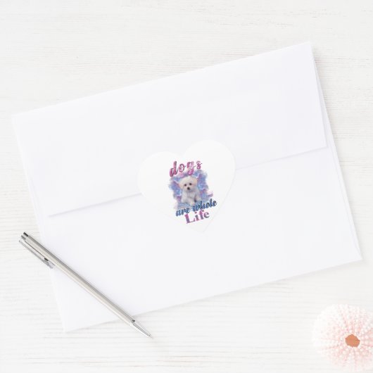 Honden zijn het hele leven hart sticker (Envelop)
