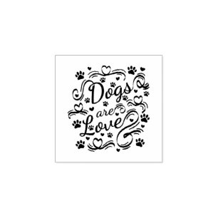 Honden Zijn Liefde Poot En Hart Typografie Huisdie Rubberstempel