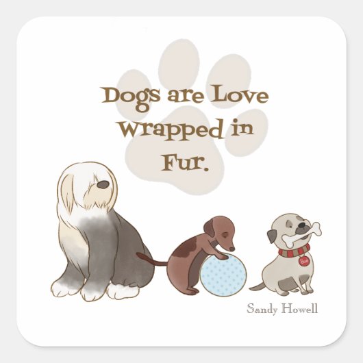 Honden zijn liefde verpakt in Stickers (Voorkant)