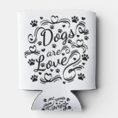 Honden zijn liefdespokken en hart-en-schrijftypogr blikjeskoeler (Achterkant)