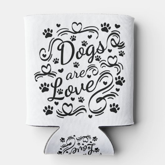 Honden zijn liefdespokken en hart-en-schrijftypogr blikjeskoeler (Achterkant)