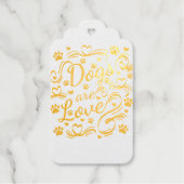 Honden zijn liefdespokken en hart-en-schrijftypogr cadeaulabels (Voorkant)