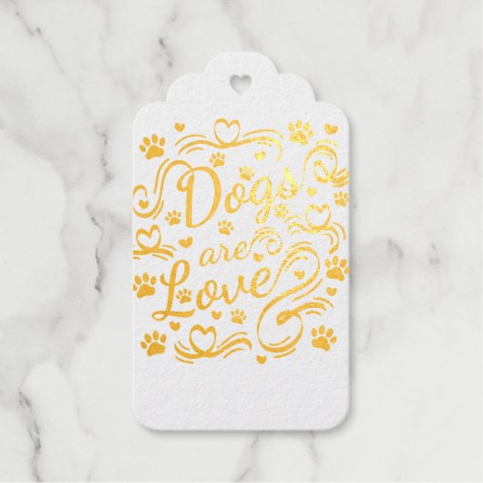 Honden zijn liefdespokken en hart-en-schrijftypogr cadeaulabels (Voorkant)