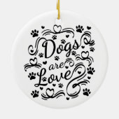 Honden zijn liefdespokken en hart-en-schrijftypogr keramisch ornament (Achterkant)