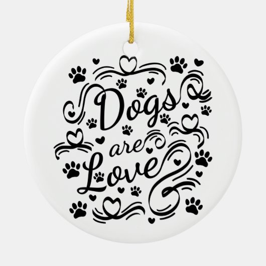 Honden zijn liefdespokken en hart-en-schrijftypogr keramisch ornament (Achterkant)
