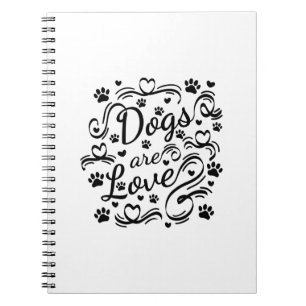 Honden zijn liefdespokken en hart-en-schrijftypogr notitieboek