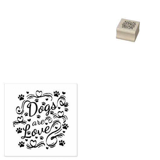 Honden zijn liefdespokken en hart-en-schrijftypogr rubberstempel (Gestempeld)