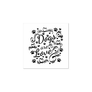 Honden zijn liefdespokken en hart-en-schrijftypogr rubberstempel