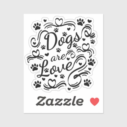 Honden zijn liefdespokken en hart-en-schrijftypogr sticker (Vel)
