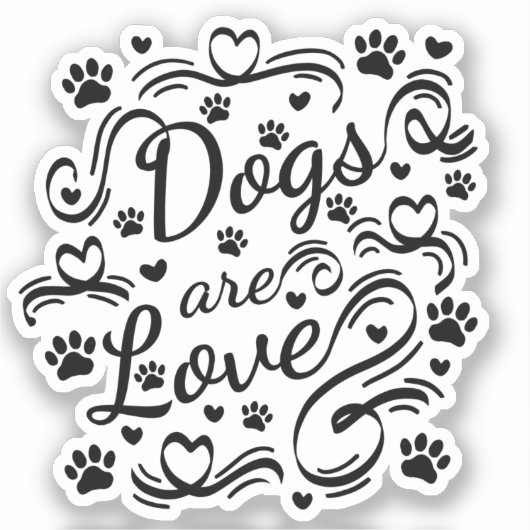 Honden zijn liefdespokken en hart-en-schrijftypogr sticker (Voorkant)