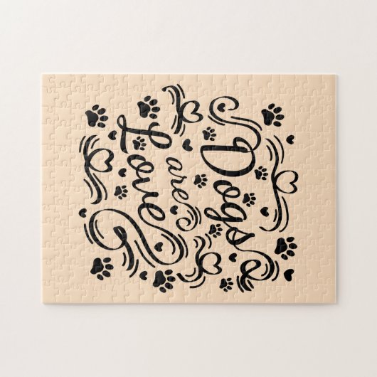 Honden zijn liefdespokken en hartfoto's legpuzzel (Horizontaal)