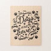 Honden zijn liefdespokken en hartfoto's legpuzzel (Verticaal)