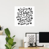 Honden zijn liefdespokken en hartfoto's poster (Thuiskantoor)