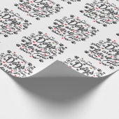 Honden zijn liefdeszwarte poten en rode harten typ cadeaupapier (Hoek)