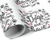 Honden zijn liefdeszwarte poten en rode harten typ cadeaupapier (Rol Hoek)