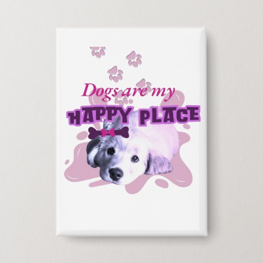Honden zijn mijn happy place sticker button (Voorkant)