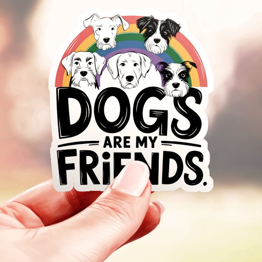 Honden zijn mijn vrienden Rainbow Vinyl Sticker