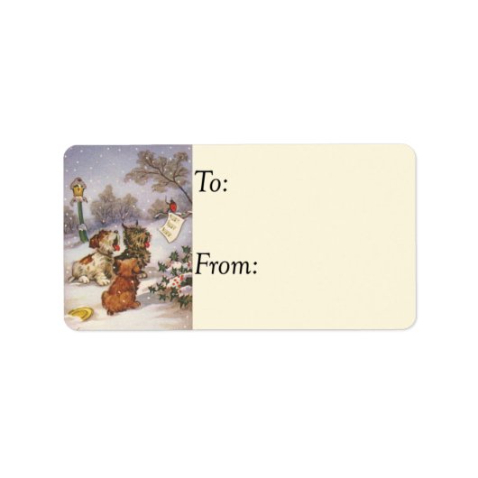 Honden zingen Carols Gift Label (Voorkant)