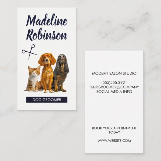 Honden zitten | Dierenverzorging Afsprakenkaartje (Voorkant / Achterkant)