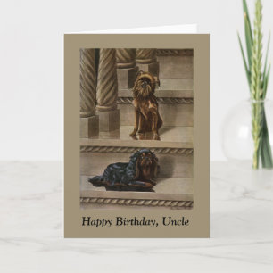  Honden Zitten op een Staircase oom Birthday Kaart