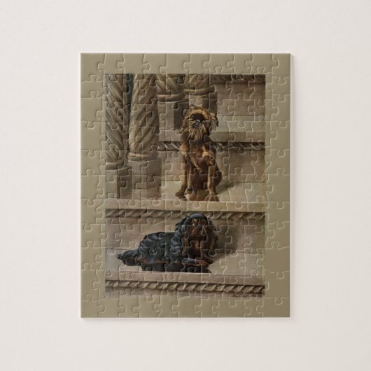 Honden Zitten Op Een Trap Puzzels (Verticaal)