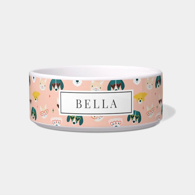 Honden Zonnebril Bril Roze Naam Huisdier Voerbakje (Voorkant)