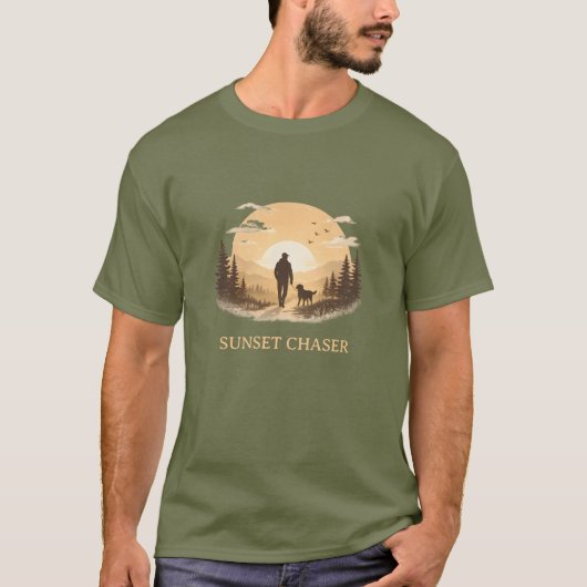 Honden Zonsondergang Jager T-shirt (Voorkant)
