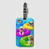 Honden zwembadfeest bagagelabel (Voorkant (verticaal))