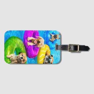 Honden zwembadfeest bagagelabel