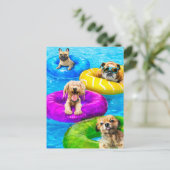 Honden zwembadfeest briefkaart (Staand voorkant)