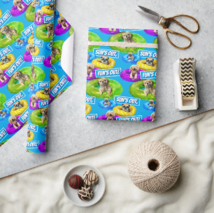 Honden zwembadfeest cadeaupapier