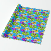Honden zwembadfeest cadeaupapier (Uitgerold)