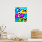 Honden zwembadfeest poster (Keuken)