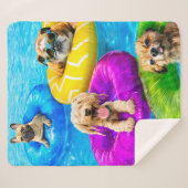 Honden zwembadfeest sherpa deken (Voorkant (horizontaal))