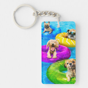 Honden zwembadfeest sleutelhanger