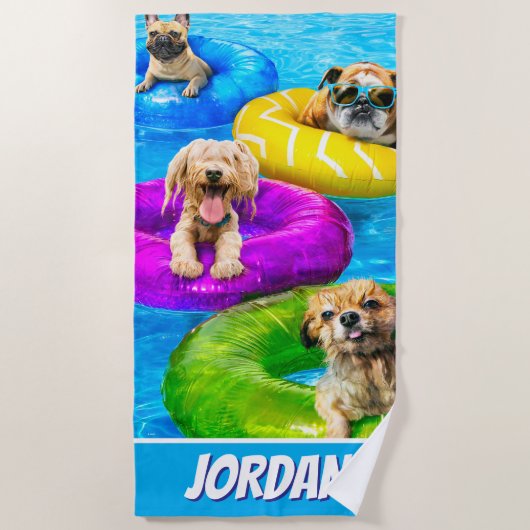 Honden zwembadfeest strandlaken (Voorkant)