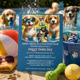 Honden Zwemdag Zwembad Feest Uitnodiging Flyer