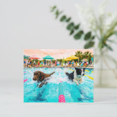 Honden zwemwedstrijd briefkaart (Staand voorkant)