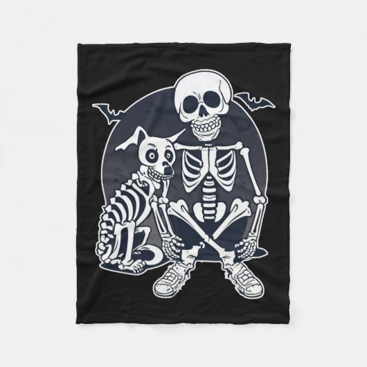 Hondenachtige Botten Halloween Skeleton Kostuum Fleece Deken (Voorkant)