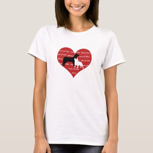 Hondenadoptie en reddingshart t-shirt (Voorkant)
