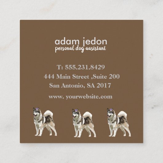 Hondenassistent Husky Square Visitekaartje (Achterkant)