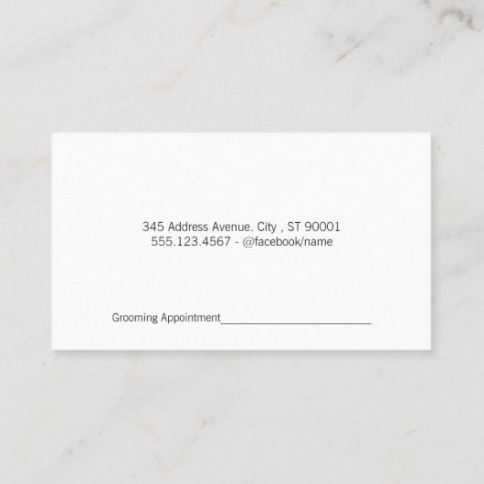 Hondenbad- en verzorgingsgereedschap afsprakenkaartje (Achterkant)