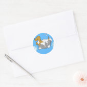 Hondenbad op Classic Ronde Stickers (Envelop)