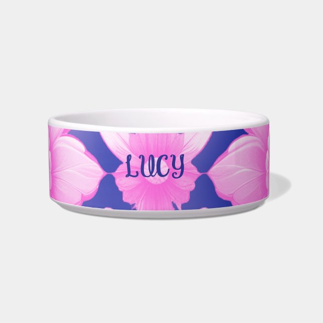 Hondenbak Fel roze fancy  Voerbakje (Voorkant)